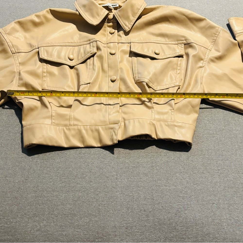 Fashion Nova Tan Boxy Cropped Button Down Shirt - Picture 14 of 15